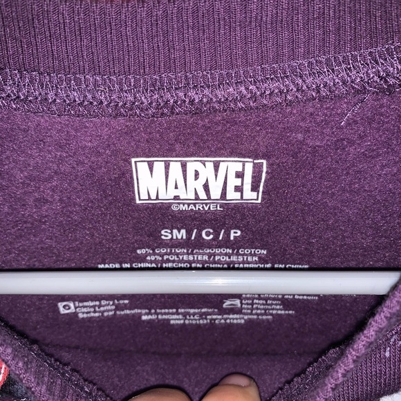 🤑Marvel Deep Purple Cotton Blend Top - Picture 2 of 2